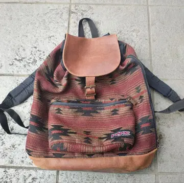 Jansport 80s 90s 네이티브 무늬 가죽 백팩