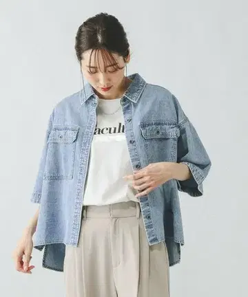 글로벌 워크 GOOD 데님 셔츠 반팔