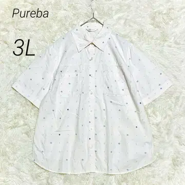 Pureba 블라우스 셔츠 반팔 3L 2XL 빅 사이즈 루즈한 사이즈