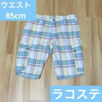 라코스테 체크 무늬 숏 팬츠 허리 85cm
