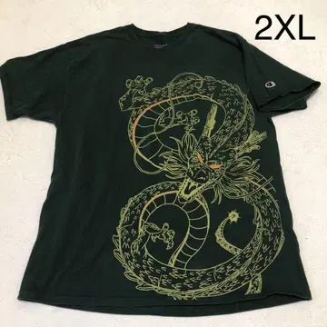 챔피온 2XL 드래곤볼 티셔츠 00s 쉔론 신룡 그린