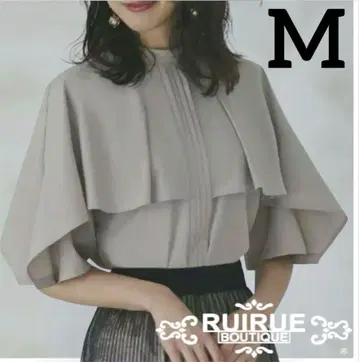 루일 에 부티크 핀턱 케이프 스탠드 카라 블라우스 반팔 상의