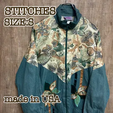 70s 80s 블루종 꽃무늬 스티치 USA제 S 자수