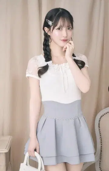 미셸 마카롱 비쥬 슬림 레그 스커트