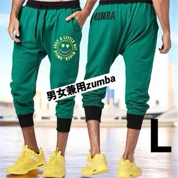 허리 밴딩, 끈 포함, Zumba 로고가 돋보이는 그린 컬러의 조거 팬츠