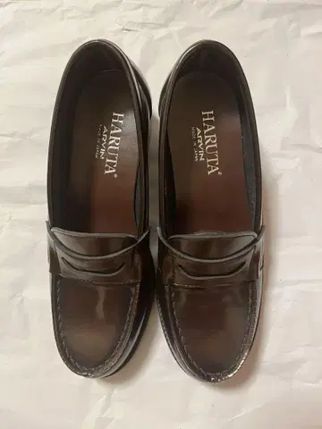 HARUTA 브라운 로퍼 힐 박스 있음