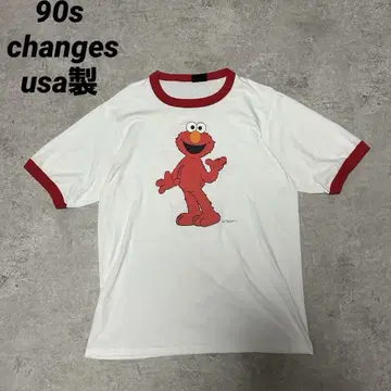 90s usa제 양면 엘모 세서미 스트릿 링거 티셔츠 L