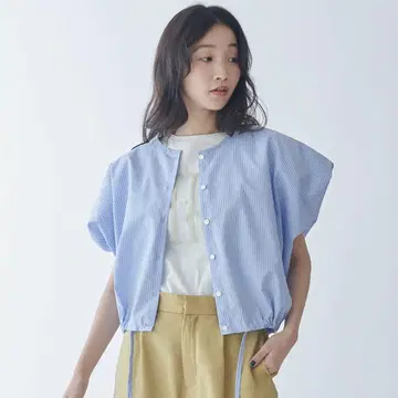 밀라노 스트라이프 숏 셔츠 (색스 계열)
