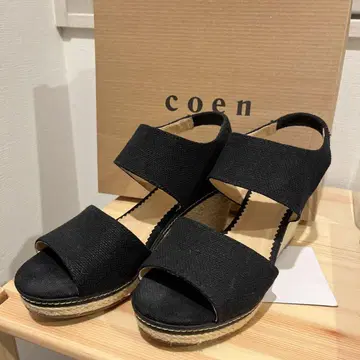 coen 블랙 웨지솔 샌들