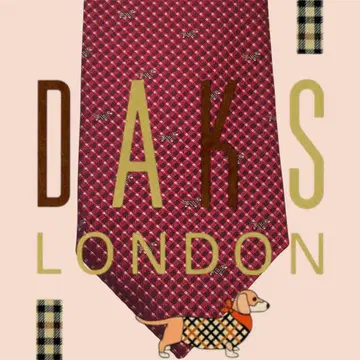 DAKS LONDON 체크 무늬 덕스훈트 코몬 넥타이 빨간색