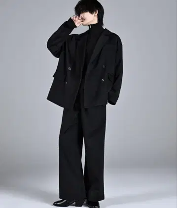 ADRER 테일러드 더블 자켓 와이드 팬츠 세트 M 블랙