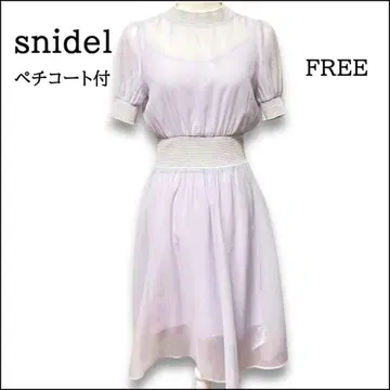 snidel 스나이델 시스루 허리 리브 원피스 플레어 보라색 라메