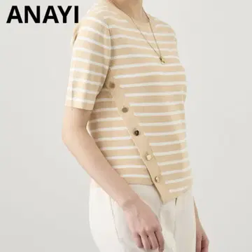ANAYI 아나이 스트라이프 반팔 니트 이레헴 보더 풀오버