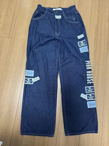 새상품급 핑크하우스 와펜 데님 와이드 팬츠 M