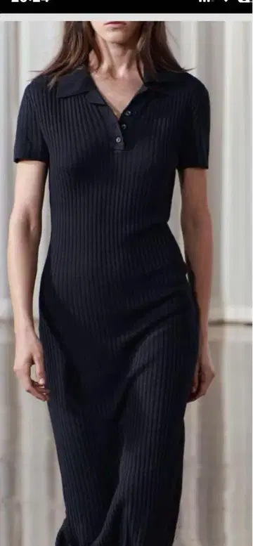 자라 ZARA 완판 인기 상품 리브 니트 셔츠 원피스 네이비