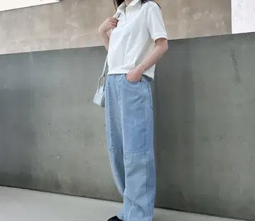 cccmalie 시마리 화이트 벌룬 피케 셔츠 반팔
