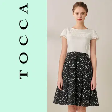 TOCCA 토카 도킹 원피스 드레스 도트 레이스 무릎 기장