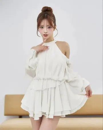 Darich 볼륨 쉬폰 미니 원피스