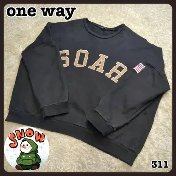 ONE WAY USA 남성용 블랙 트레이닝복 빅 루즈 빅 로고