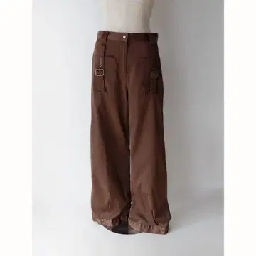 브라운 새틴 버클 팬츠
