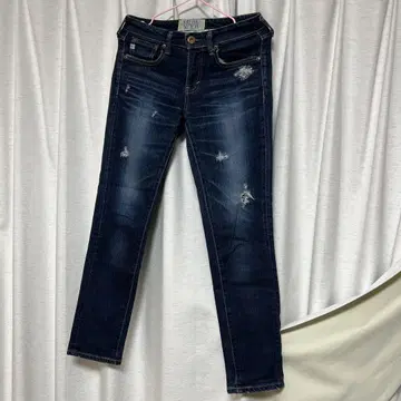 데미지 가공 스키니 데님 다크 블루