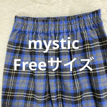 mystic 파랑과 블랙 체크 무늬 미니 스커트 캐주얼 패션
