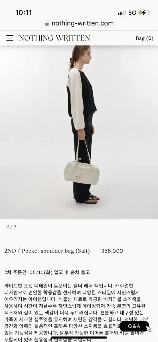 Nothing Written Pocket Shoulder Bag (Salt), New