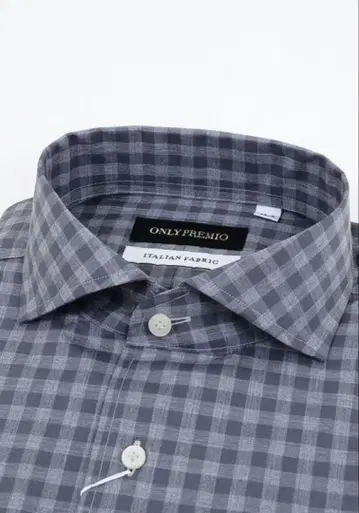 ONLY PREMIO 체크 무늬 긴팔 와이셔츠 그레이 41L