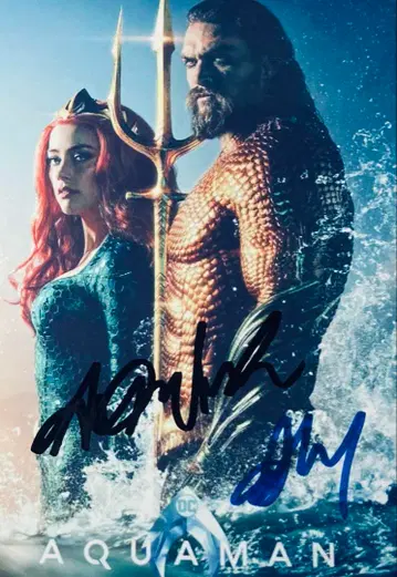 아쿠아맨 제이슨 모모아 & 앰버 하드 친필 사인 포함 사진 hm