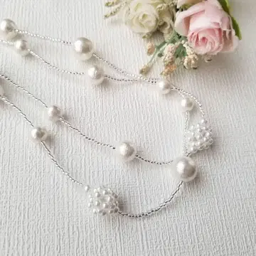 2way 코튼 펄 롱 목걸이 p24503 결혼식 파티