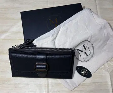 시마무라 콜라보 MUMU 가죽 블랙 두겹 지갑 수납 가방 포함