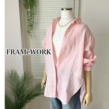 FRAMeWORK 프렌치 린넨 레귤러 셔츠 린넨 핑크