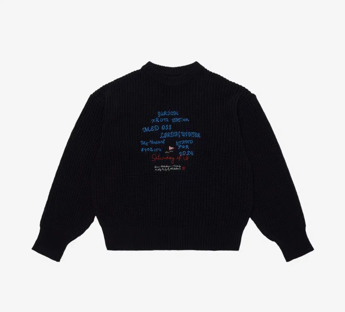 Stu Embroidery Slogan Knit Black L