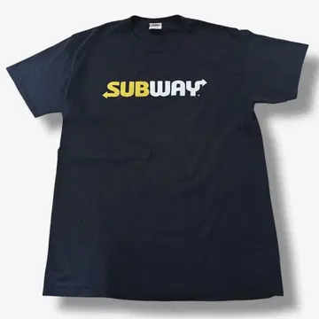 00s JERZEES SUBWAY 로고 티셔츠 블랙
