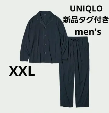 유니클로 에어리즘 코튼 파자마 (긴팔) 네이비 남성용 2XL 새상품