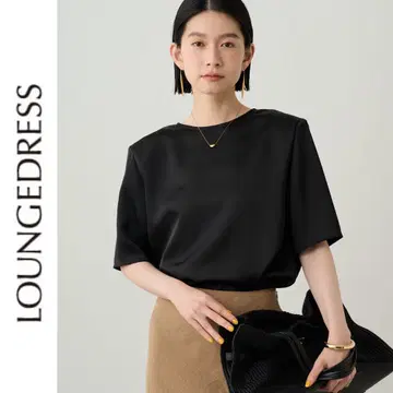 새상품 Loungedress 파워 숄 새틴 블라우스 라운지 드레스 블랙