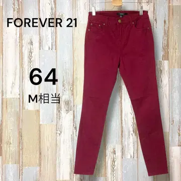FOREVER21 스트레치 스키니 팬츠 코튼 혼방 M 컬러 팬츠 레드