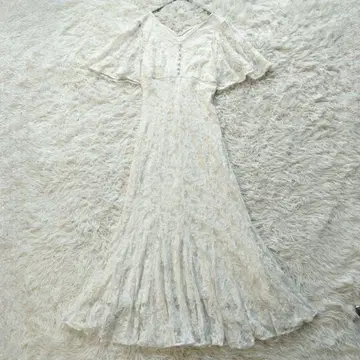 앙데팡당 머메이드 자수 원피스 드레스 레이스업