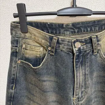 [DNSR] 데님 팬츠 와이드 한국 스트릿 가공 블루