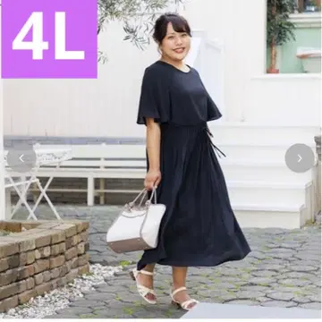 시마무라 hina 접촉 냉감 기능 소매 플레어 원피스 블랙 4L 사이즈