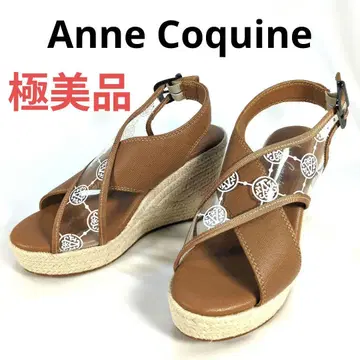 Anne Coquine 모노그램 패턴 클리어 콤비 웨지 샌들