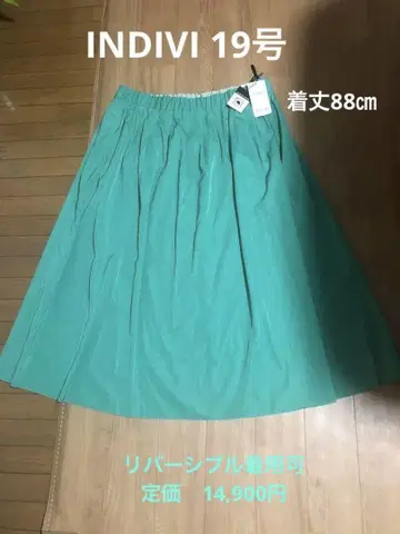 INDIVI 그린 플레어 스커트 19호