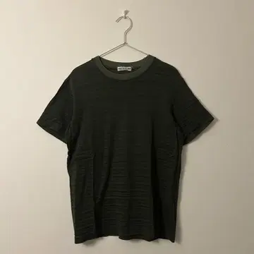ISSEY MIYAKE MEN 면 린넨 보더 티셔츠