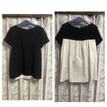 23구 백 블라우스 콤비 블라우스