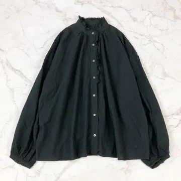 저널 스탠다드 랙스 긴팔 코튼 프릴 블라우스 일본제 블랙
