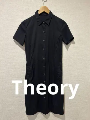 띠어리 Theory 롱 셔츠 원피스 맥시 길이 반팔 네이비