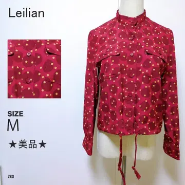 Leilian 레리안 기하학 도트 무늬 셔츠 블라우스 보타이 포함 긴팔