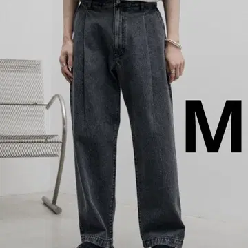 WYM TUCK WIDE LOOSE DENIM M 사이즈 블랙