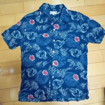 하와이안 Hawaiian 알로하 셔츠 L 일본풍 패턴 레이온