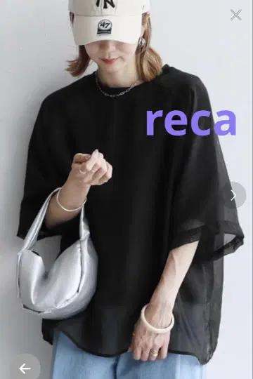 reca 레카 오간자 레이어드 래글런 탑 블랙